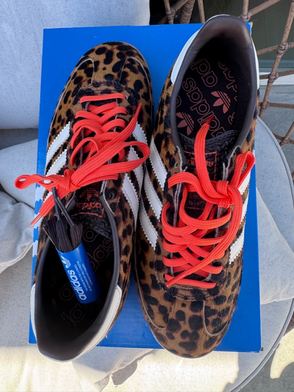 adidas Leopard Print Women's Sneakers with Orange Laces - Picture 2 of 5